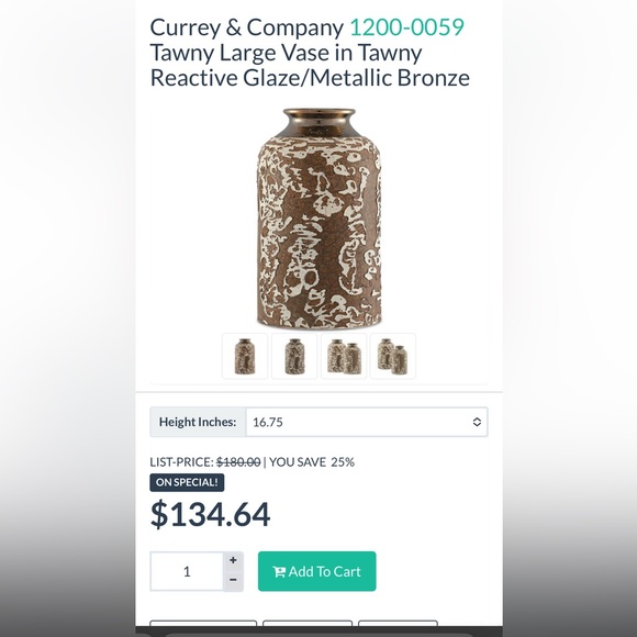 Currey & Company Tawny Vase, Large - Picture 7 of 7